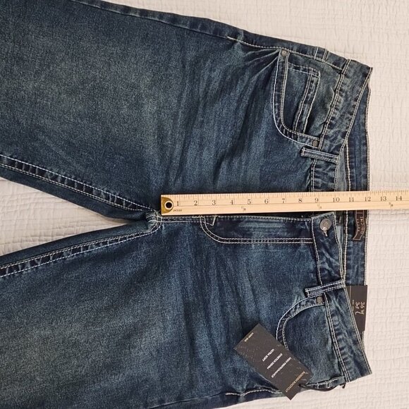 Indigo Skins Bootcut Jeans Men's 36x30 Contrast Stitch Flap Pkt Embroidery NWT - Picture 14 of 16